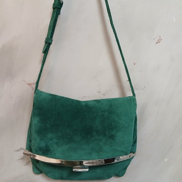 Vintage Emerald Green Suede Shoulder - Picture 2 of 13